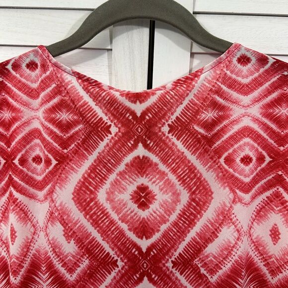 Chico’s Top Size 1 Medium Red Tie Dye Boxy Flowy - Picture 8 of 14